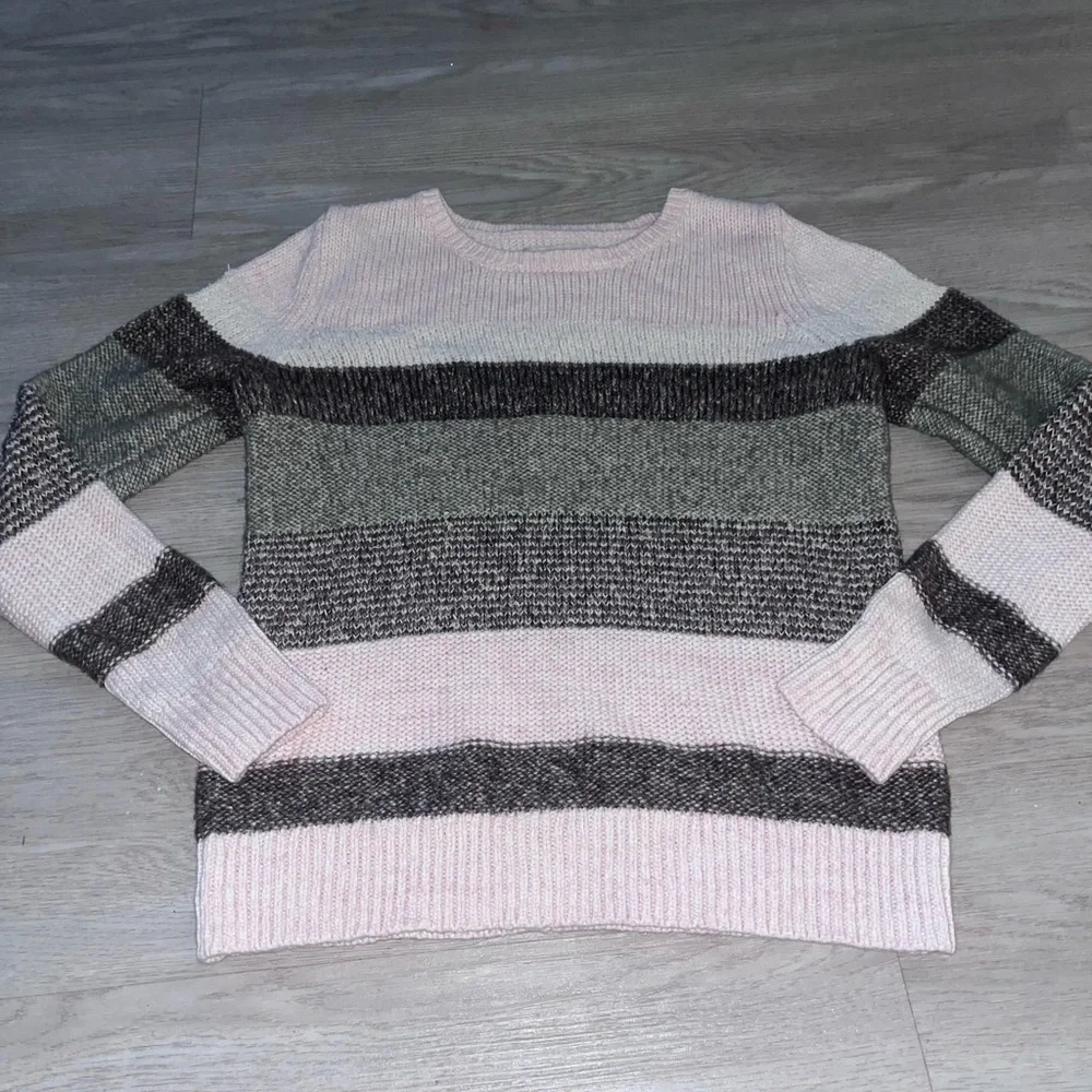 Loft Cotton Striped Knit Sweater Small
